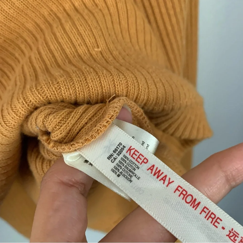 Free People Beach Large Honey Yellow‎ Deep V Neck Collar Crop Sweater Rib